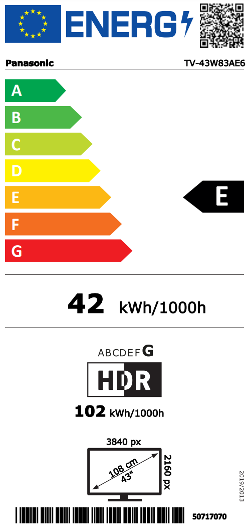 tv-43w83aez Energimrke